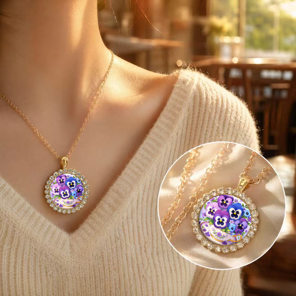Iridescent Gemstone Circular Pendant Necklace, Unisex